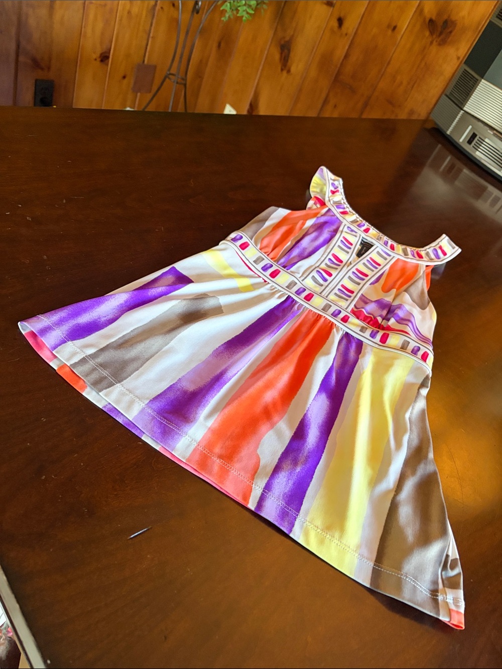 BCBGMaxAzria Multicolor Striped Shirt with Hot Pink Trim